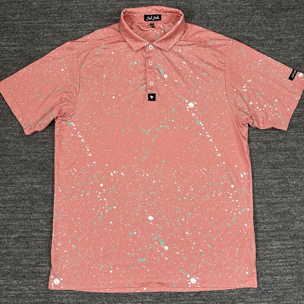 Bad Birdie Golf Polo Shirt Medium Paint Splatter 2 The Sequel Pink AOP Funky - Picture 8 of 12